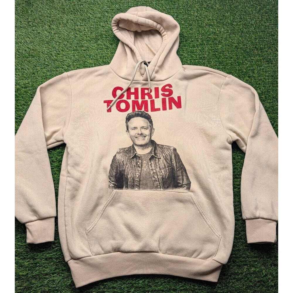 Original Deluxe Chris Tomlin Tan Graphic Pullover Hoodie size medium